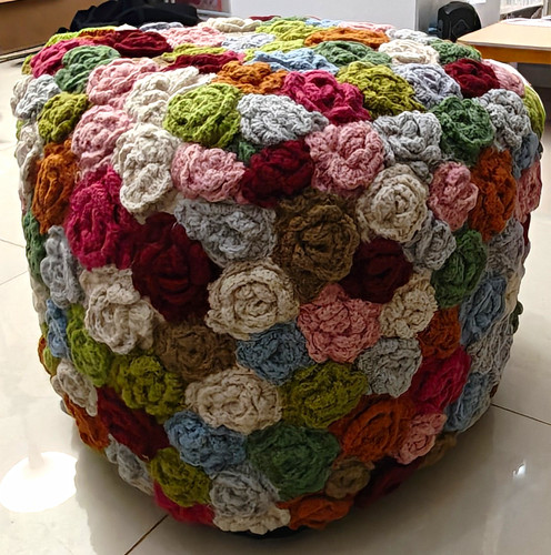 Crochet pouf footstool - pouf,