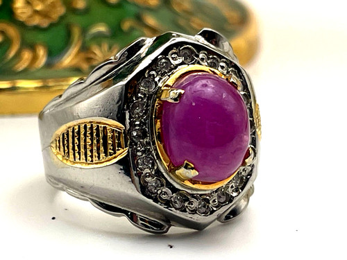 Natural ruby men ring - ruby,