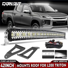 Combo Curved 42" LED Light Bar+Roof Mount Bracket Kit For Mitsubishi L200 triton
