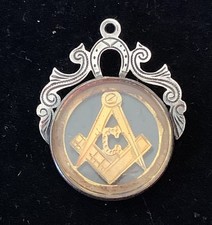 Antique Victorian Sterling Silver Masonic Compass & Set Square Pendant Freemason