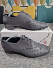 Mens Professional Dance Shoes Supadance Grey Leather Low Heel UK 11 Suede Sole