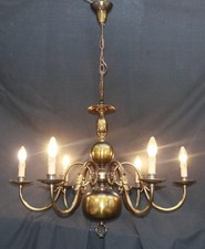 A VINTAGE  FLEMISH CHANDELIER   LARGE 6 ARM CEILING LIGHT  (ot22)
