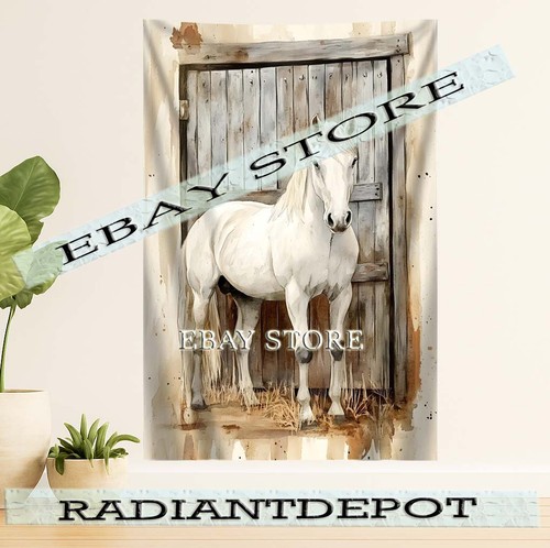White horse doorway tapestry - white,