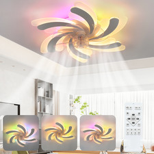 RGB Ceiling Fan Lights Remote Control Dimmable Indoor RGB Color Changing 6 Speed