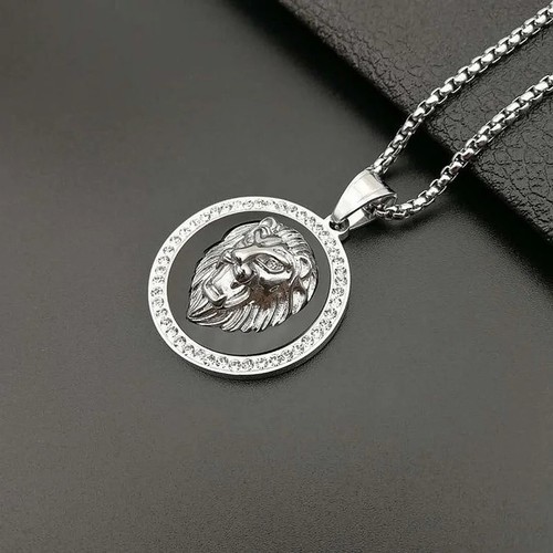 Gold plated lion head pendant - lion,