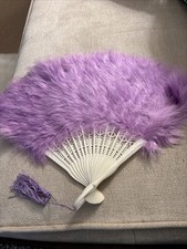 Vintage  Hand Fan Purple Feathers / Art Deco / Fancy Dress /Masquerade Carnival