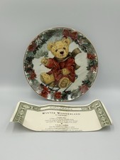 Franklin Mint Heirloom 'Teddy Bear Sledding' Porcelain Plate Ltd Edition qb2016
