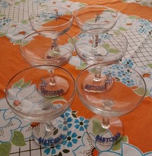Set Of  Six  Vintage 1950s Babycham Glasses Hexagonal Stems 