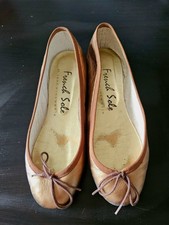 French Sole Henrietta Bronze  Leather Ballet Flats  39