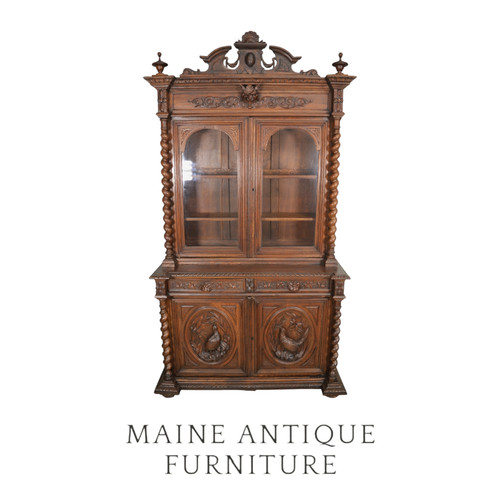 Antique carved oak sideboard - carved,