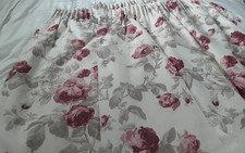 Laura Ashley Fabric Cream/Pink Floral Lined Curtains Pencil Pleat 72"W X 38"Long