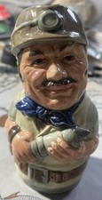 Royal Doulton Doultonville Toby Jug Mike Mineral The Miner Handmade 4.5”X2 3/4”