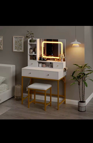 White gold dressing table - white,