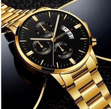 Gents Geneva stainless steel calendar watch. colour choices. free postage