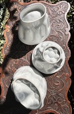 3 Antique Vintage Ceramic Jelly Moulds Incl Shelley’s QUEEN Pattern