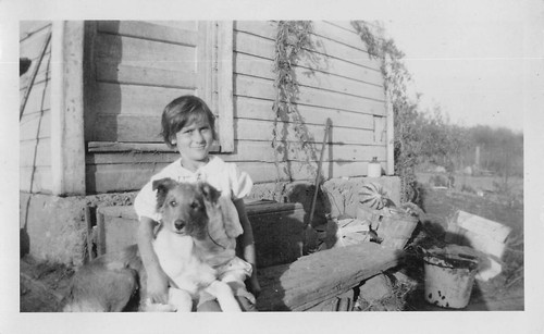 Antique young girl collie - antique,