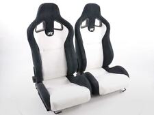 Wingback Car Seats Half Bucket Columbus Off White Black Faux Suede Leather