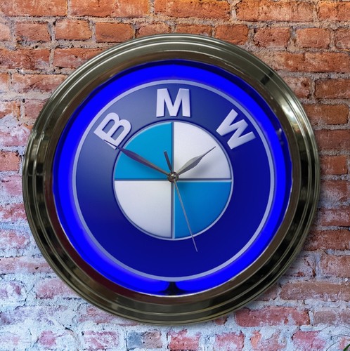 Bmw blue neon wall clock - neon,