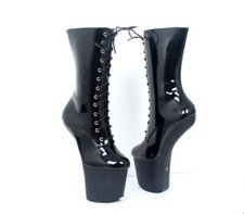 Heelless hoof play gothic lace-up platform ballet boots UK3-13 EU36-46