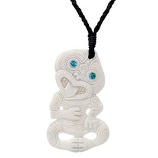 Carved Bone Necklace Abalone