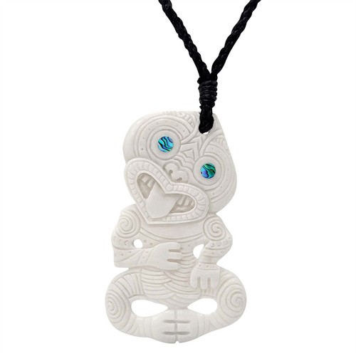 Carved bone necklace abalone - carved,