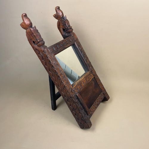 Indian carved wooden - indian, mirror