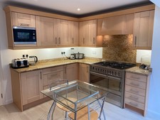 Stylish square Glass & Chrome Italian table with 4 chairs. In good condition.