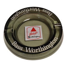 Worthington Bass Pub Ashtray Round Smoked Glass Vintage 14.5cm Mancave