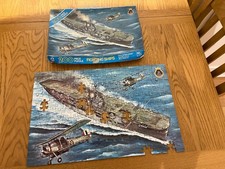 Vintage 1980's Fighting Ships HMS Ark Royal Aircraft Carrier jigsaw, 200 pieces