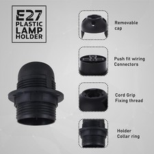 E27 E14 Plastic Black / White Pendant Light Bulb Lamp Holder Screw style Socket