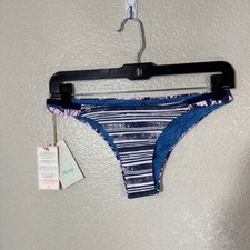 Maaji Swimwear Bikini Bottoms Small Swimsuit Reversible Jazz Band Blue NEW