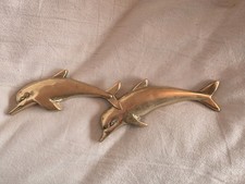 Vtg Solid Brass Dolphins Wall