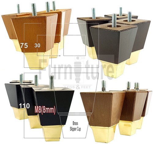 Block wood furniture legs - 4x,