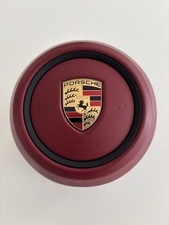 GENUINE PORSCHE CARRERA 992 BORDEAUX RED LEATHER STEERING WHEEL AIRBAG 