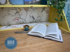 Yellow Re finished hand painted writing desk/bureau solid oak 