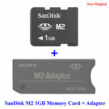 100% Genuine Original SanDisk M2 1GB Memory Card + Sony M2 MSAC-MMS Card Adapter