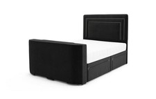 DFS Elera Jet Black Velvet 4 Drawer Storage King Size TV Bedframe RRP £2079