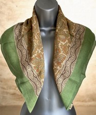 Liberty Vintage Women’s Square Cotton Scarf Pastel Green & Beige Paisley Classic