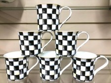 Black white check - white, coffee
