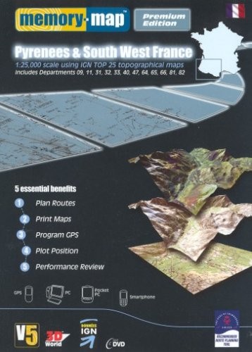 Memory map pyrenees south - map,