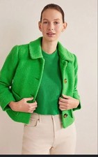 Boden Green Voice Textured Cropped Boxy Jacket Size 16