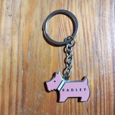 Pink Cream Metal Radley Dog Keyring Bag Charm Tarnished Silver Colour Back