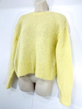 H&M Yellow Thin Chunky Knit WOOL ALPACA Blend Women's Oversized Jumper UK 8 10 S