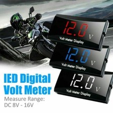 Motorcycle DC 12V Digital Voltmeter Gauge LED Display Battery Voltage Meter