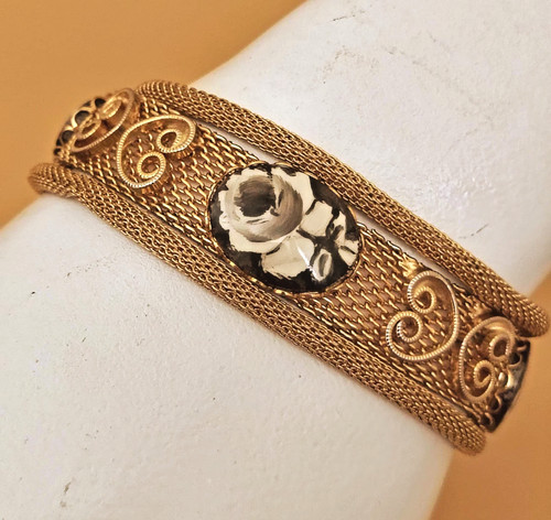 Vtg gold tone mesh bracelet - vtg, gold-tone