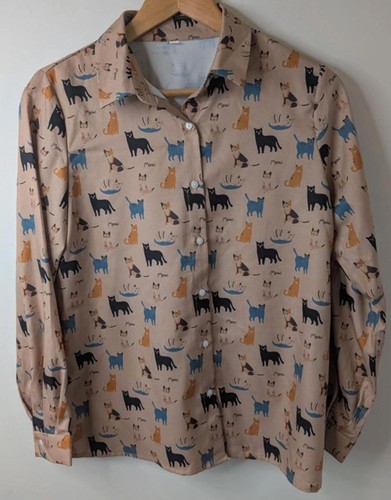 Beige cat print long - beige,