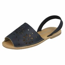 Ladies Leather Collection Flower Design Mules