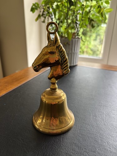 Antique brass horse head - head, bell