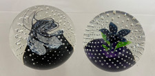 Caithness 'Flowers In The Rain'/ 'Cauldron' Glass Paperweight Concentric Bubbles