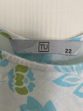 TU Ladies Green and Torquise Floral Print Linen Mix Dress Size 22